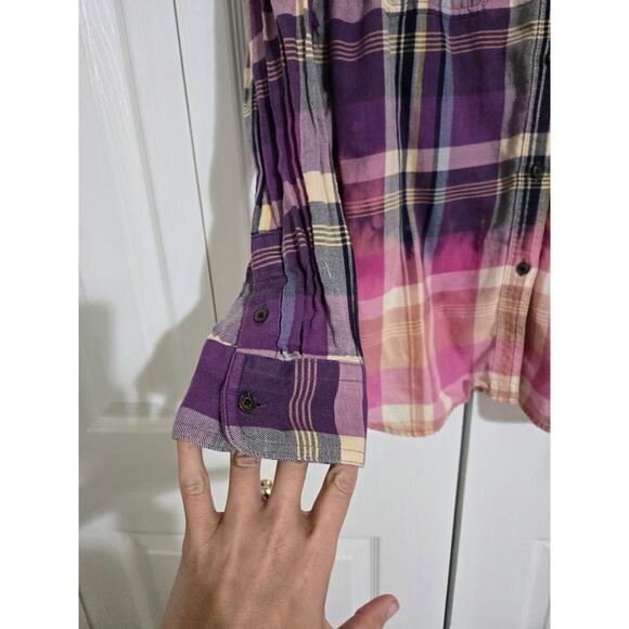 Chaps 1x women's purple dip dye button up flannel shirt - Picture 2 of 11